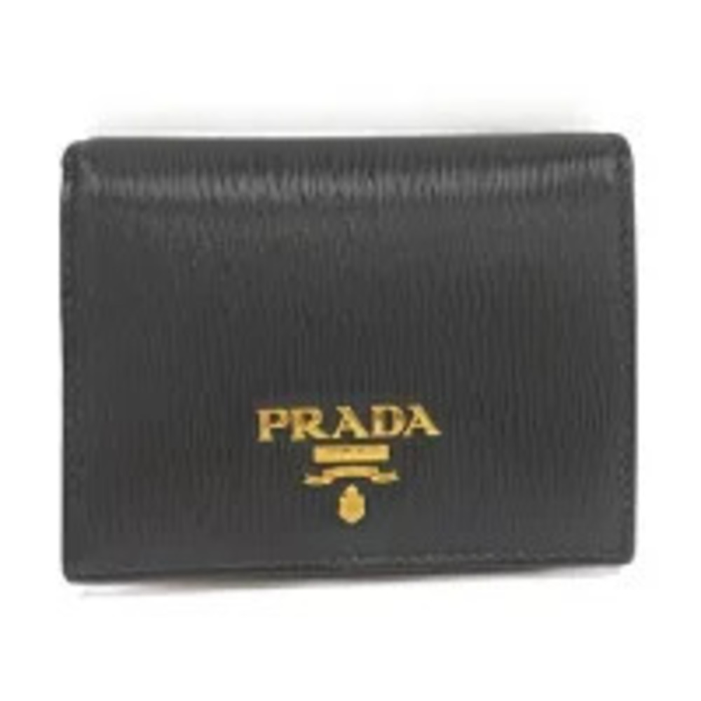 Prada Bi fold Wallet Leather Black
